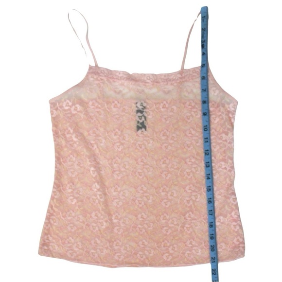 Y2K Coquette Pink Sheer Lace Floral Cami Top - Picture 6 of 6